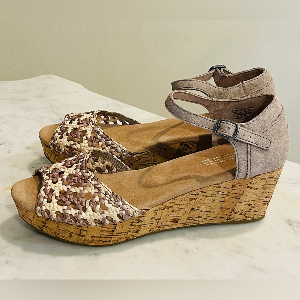 Toms Woven and Cork Platform Sandals